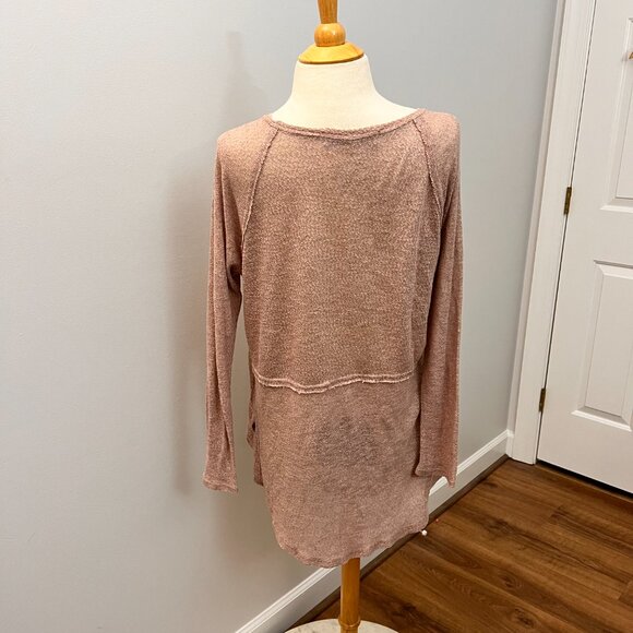 Free People FP Beach High Low Lightweight Sweater Top Mauve Size S - Picture 3 of 9